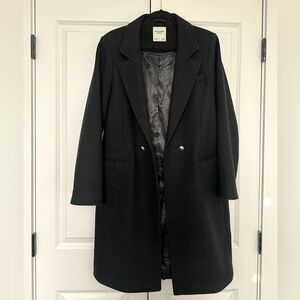 Abercrombie & Fitch Black Trench Coat with Gold Button Detail